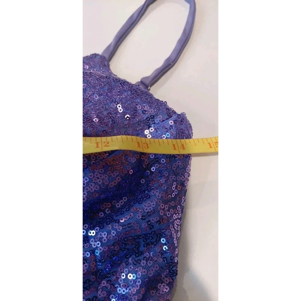 Pomuyoo Junior's Size XS Purple Sequin Dress Party Prom Wedding Homecoming